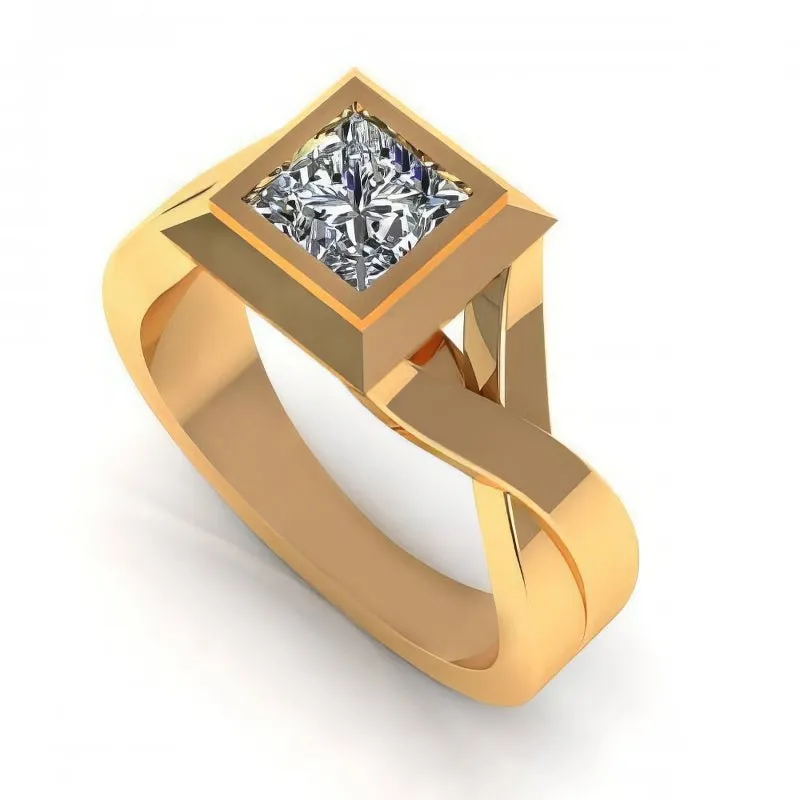 0.35-1.50 CT Princess Cut Diamonds - Solitaire Ring