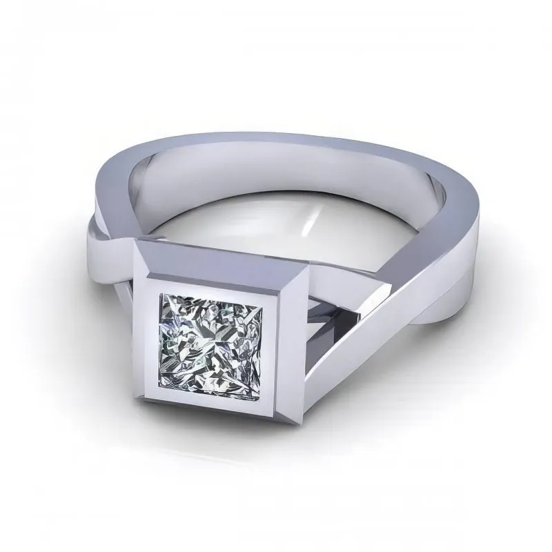 0.35-1.50 CT Princess Cut Diamonds - Solitaire Ring