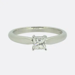 0.40 Carat Princess Cut Diamond Solitaire Engagement Ring