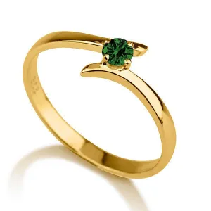 0.5 Carat Round Cut Gemstone Emerald Solitaire Engagement Ring 10k Yellow Gold