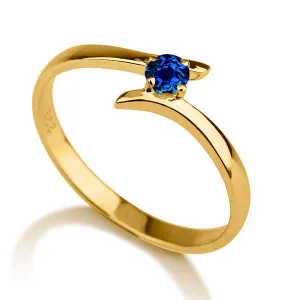 0.5 Carat Round Cut Gemstone Sapphire Solitaire Engagement Ring in 10k Yellow Gold