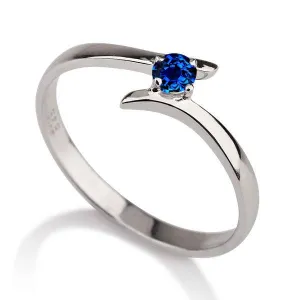 0.5 Carat Round Cut Sapphire Solitaire Engagement Ring 10k White Gold