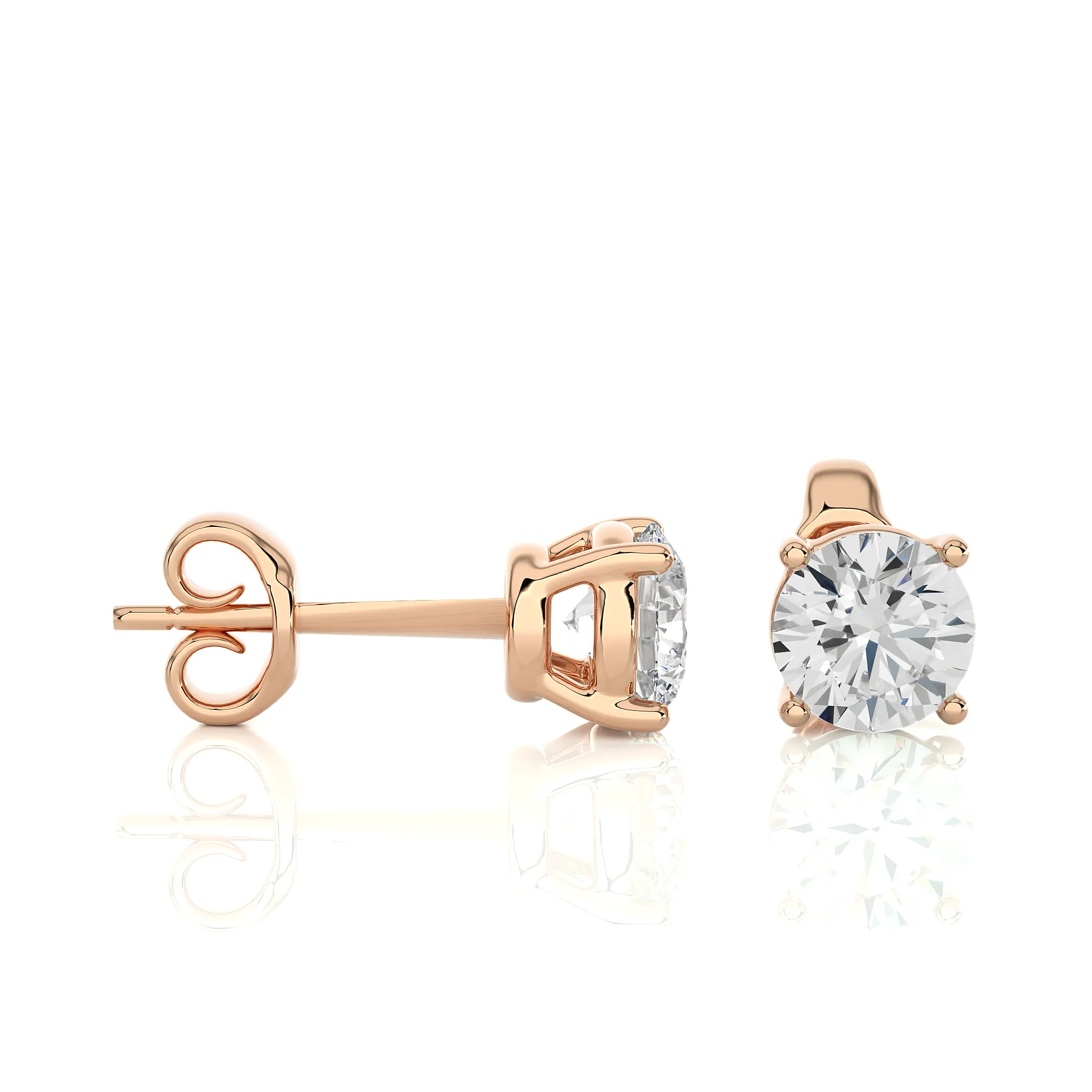 1.00 cts Round Earring Stud Modern