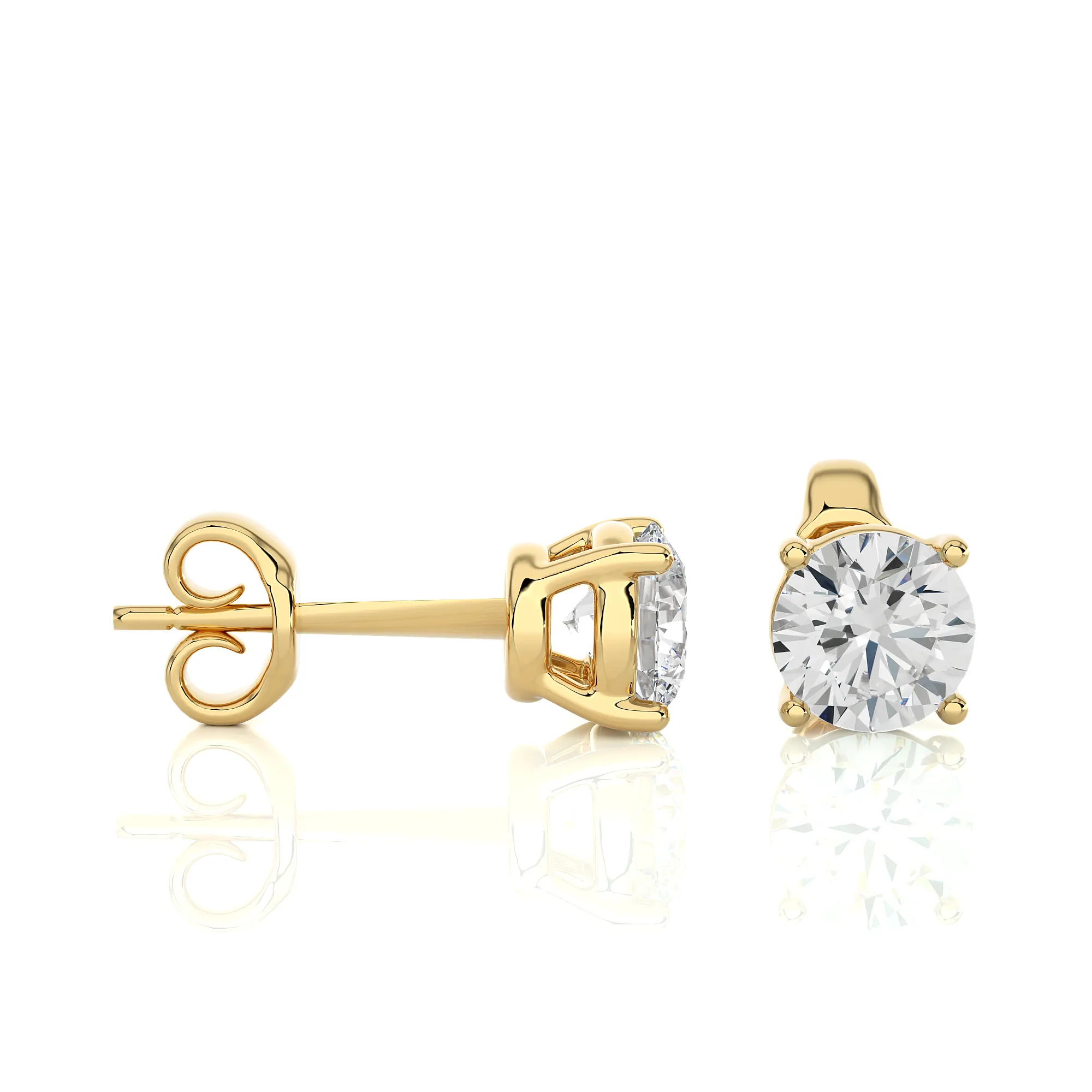 1.00 cts Round Earring Stud Modern