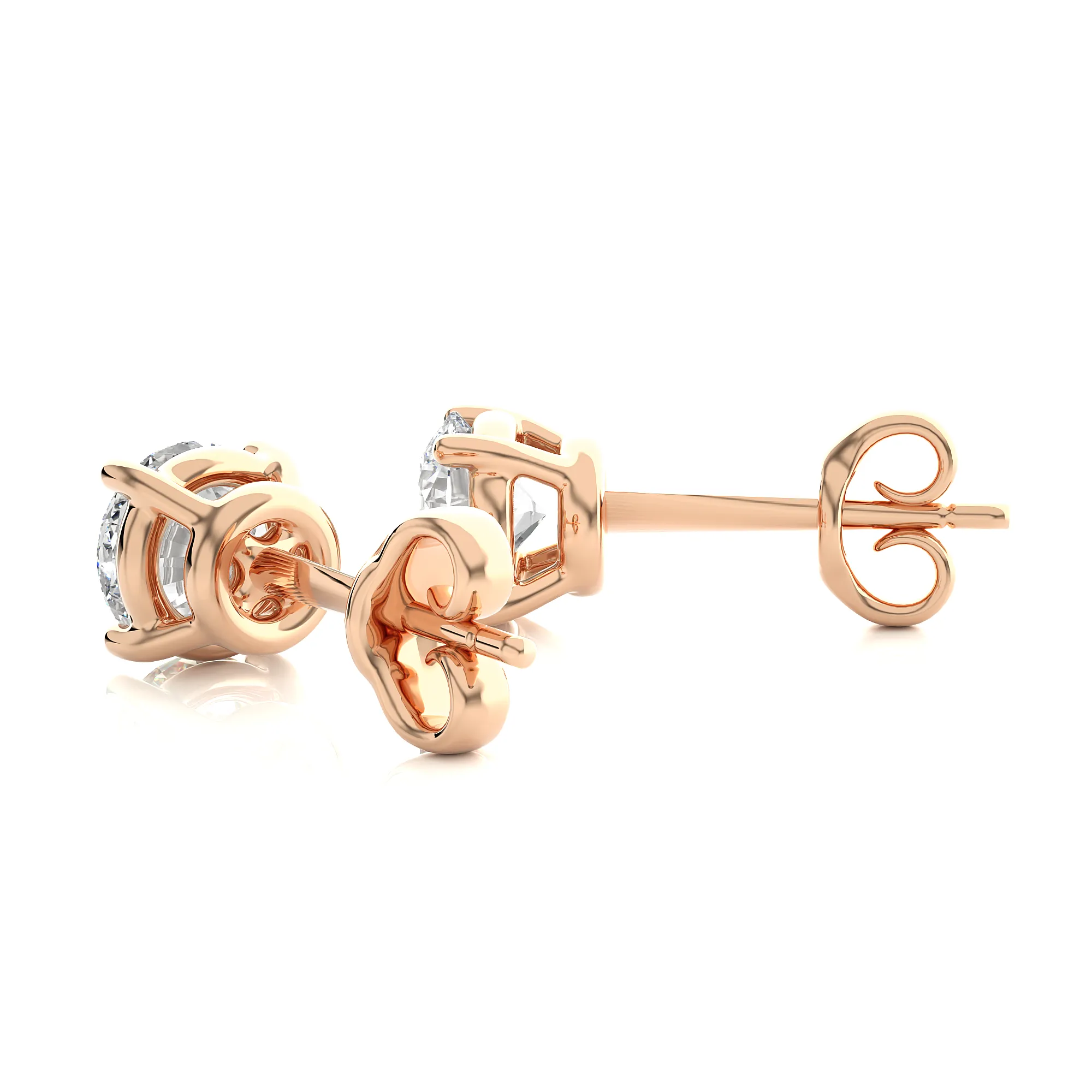 1.00 cts Round Earring Stud Modern