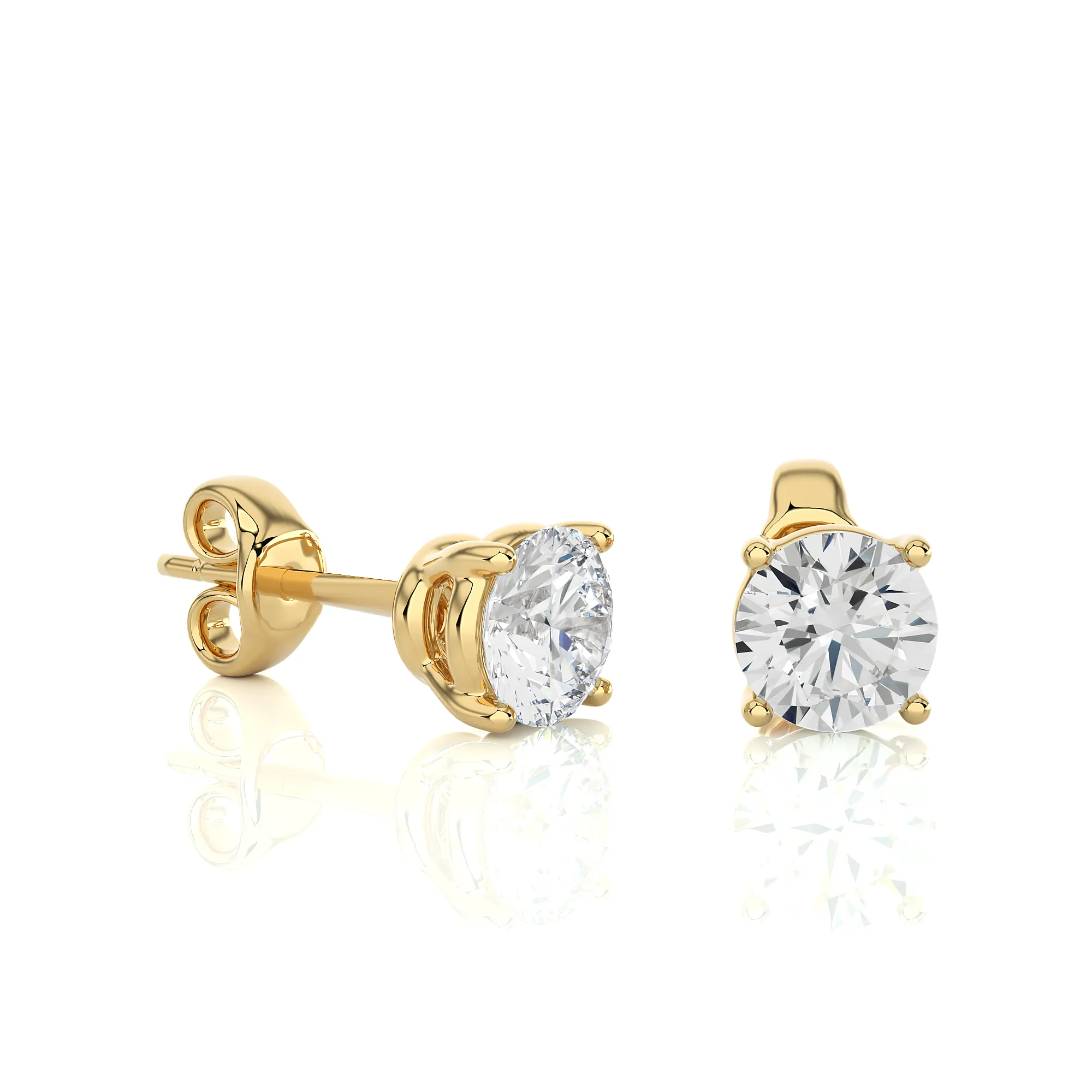1.00 cts Round Earring Stud Modern