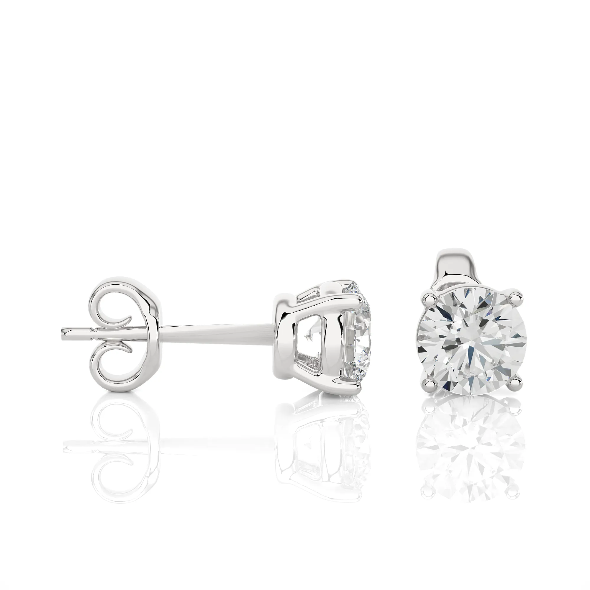 1.00 cts Round Earring Stud Modern