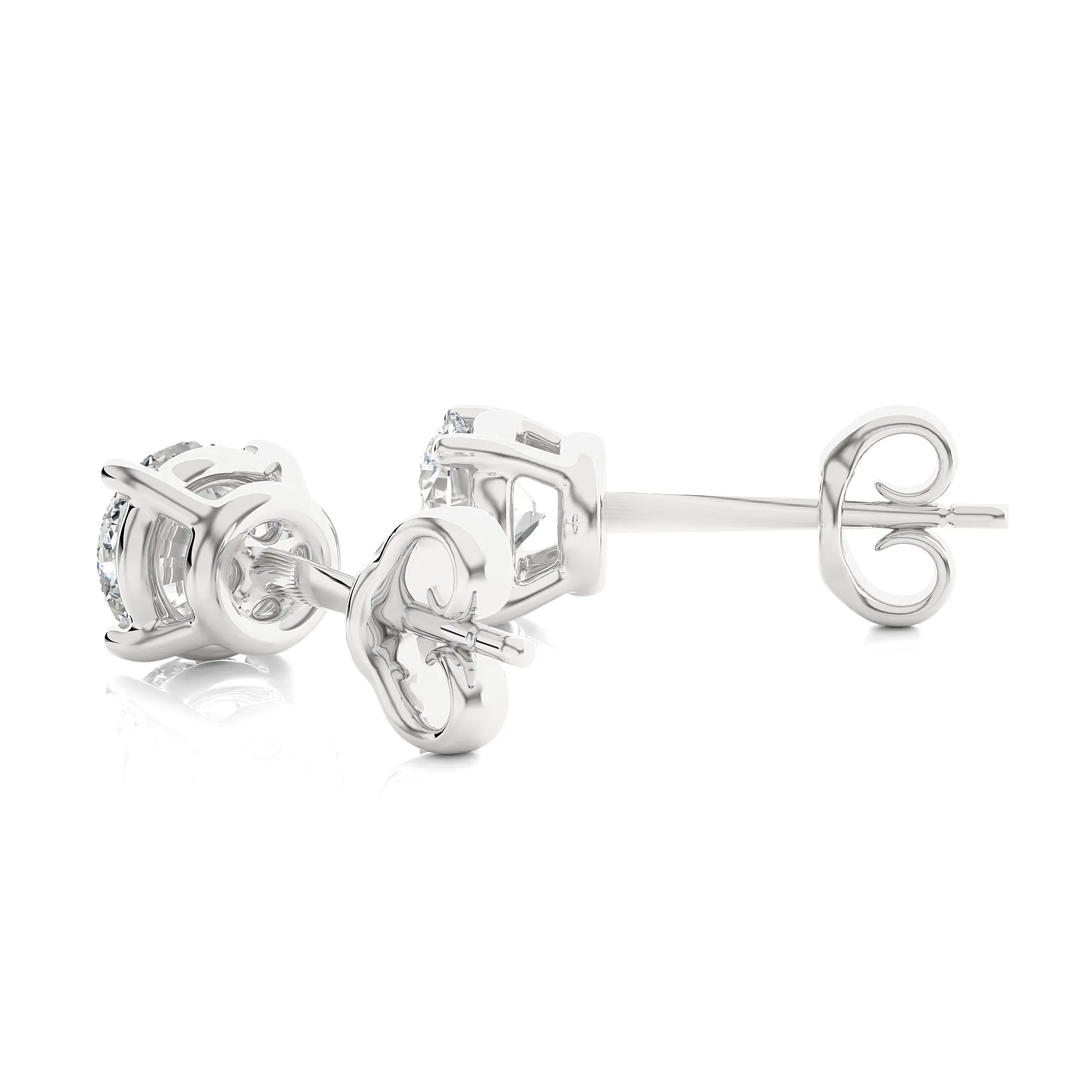 1.00 cts Round Earring Stud Modern
