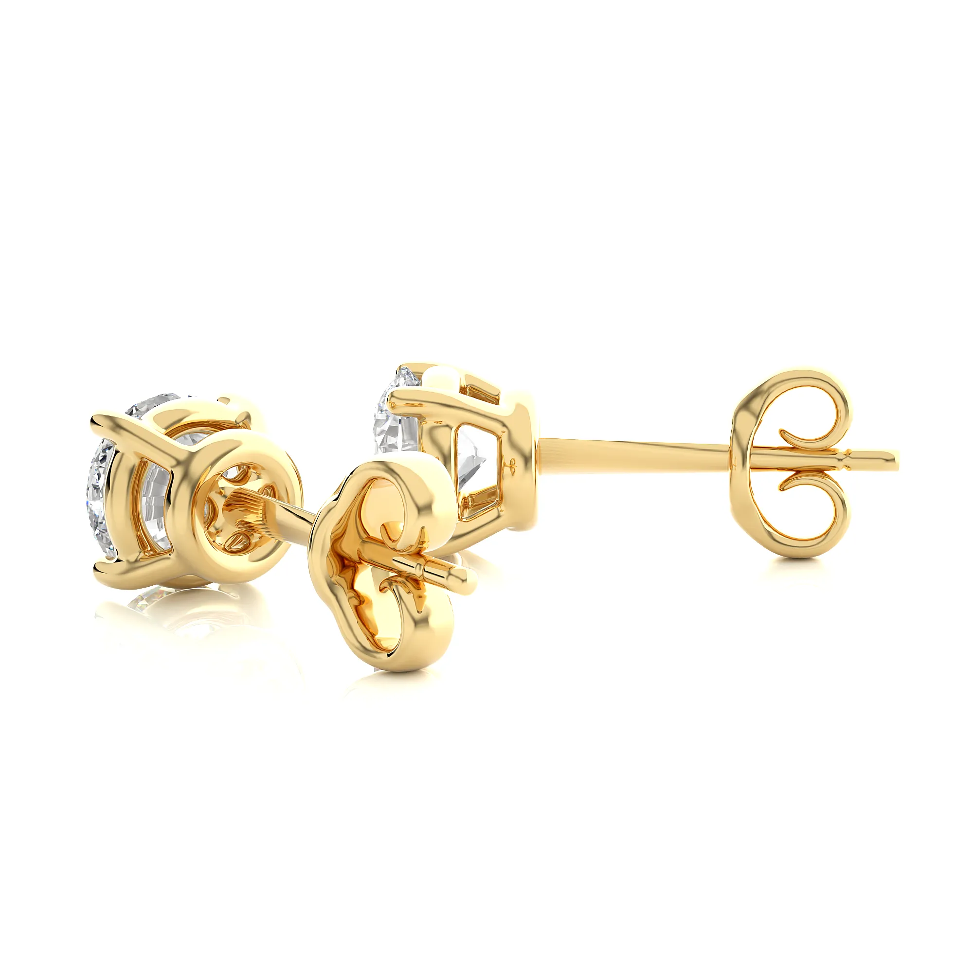 1.00 cts Round Earring Stud Modern