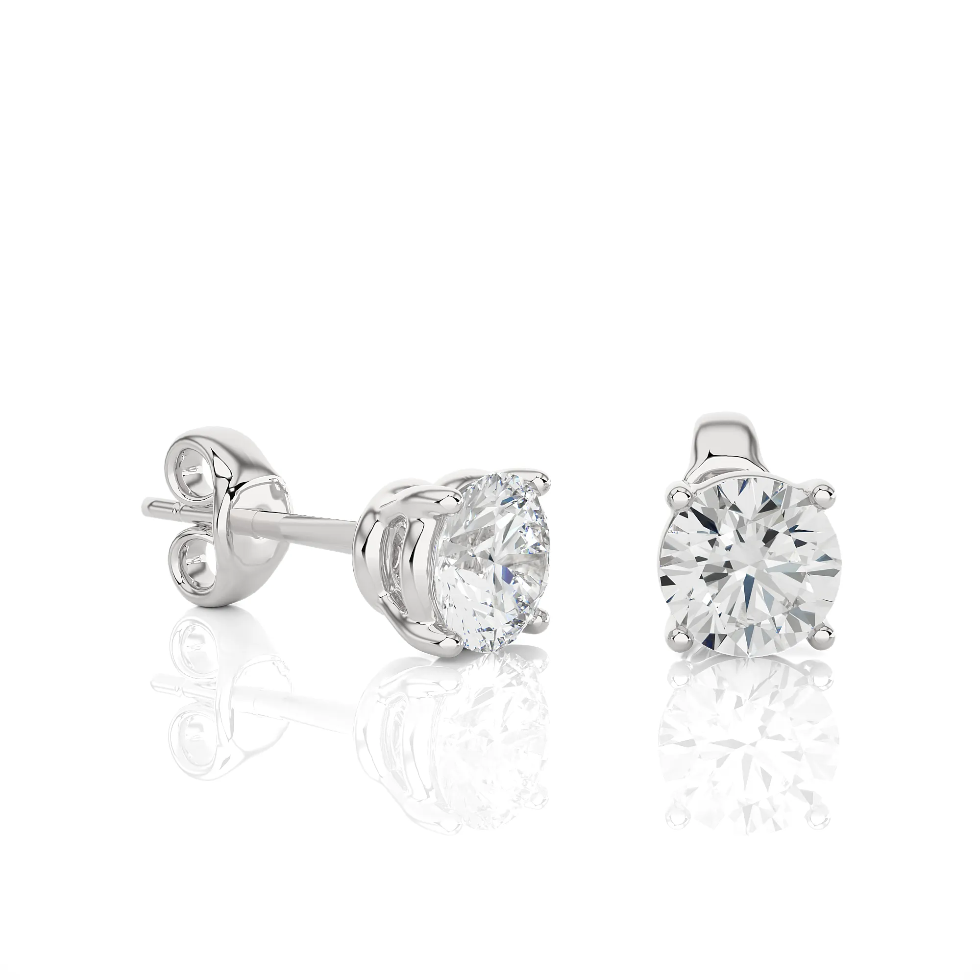 1.00 cts Round Earring Stud Modern