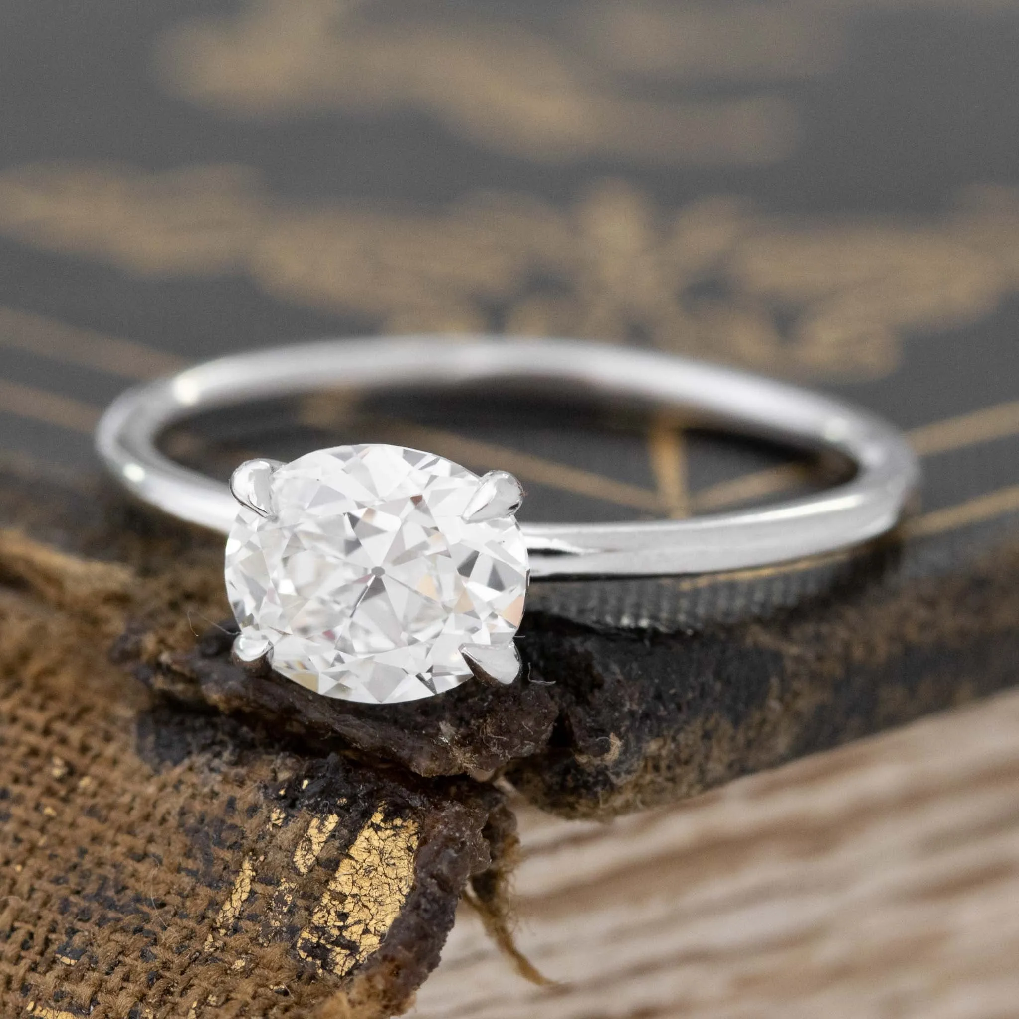 1.01ct Antique Oval Cut Diamond Solitaire, GIA I VVS2