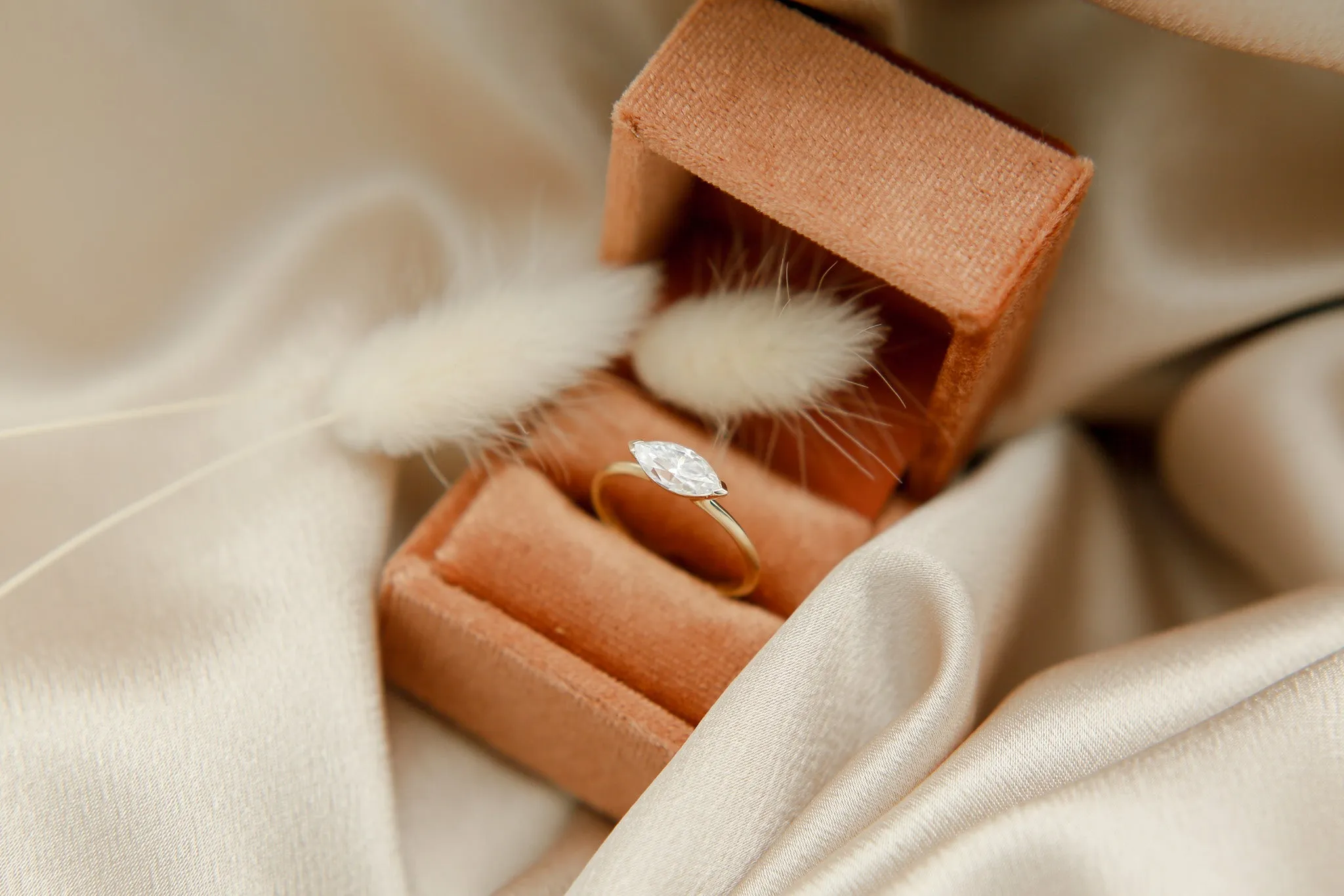 10k East-West Marquise Moissanite Ring