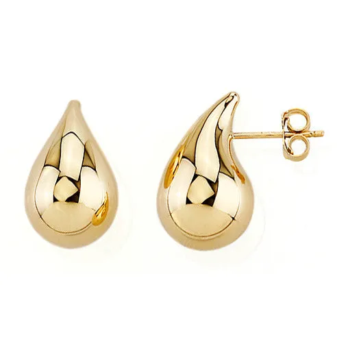 10K Gold (10mm) Water Drop Stud Earrings White