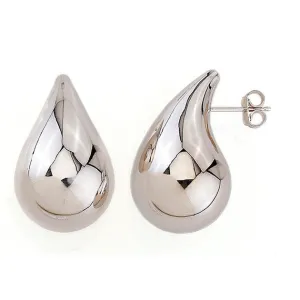 10K Gold (10mm) Water Drop Stud Earrings White