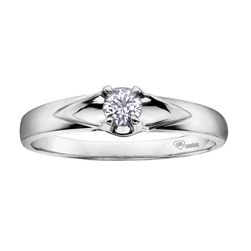 10K White Gold (0.04ct - 0.14ct) Canadian Diamond Solitare Promise Ring