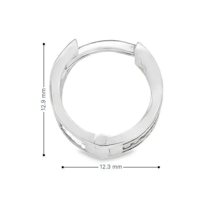 10k White Gold CZ Round Huggie Hoop Earrings
