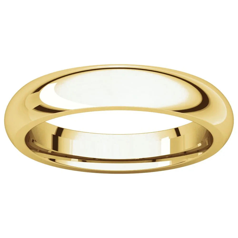 10k Yellow Gold 4mm Comfort Fit Band, Size 7.5