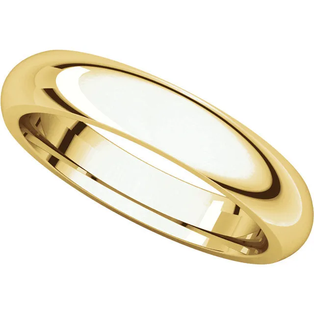 10k Yellow Gold 4mm Comfort Fit Band, Size 7.5