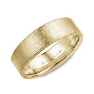 10K Yellow Gold (7mm) Diamond Brushed Top Wedding Band