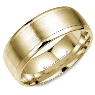 10K Yellow Gold (8mm) Brushed Center Wedding Band