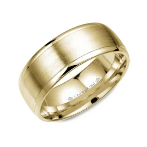 10K Yellow Gold (8mm) Brushed Center Wedding Band