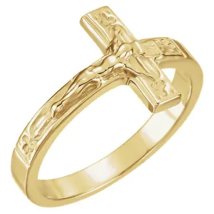 10k Yellow Gold Men's Crucifix Chastity Ring Size 10