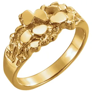 10k Yellow Gold Nugget Ring Mounting, Size 11
