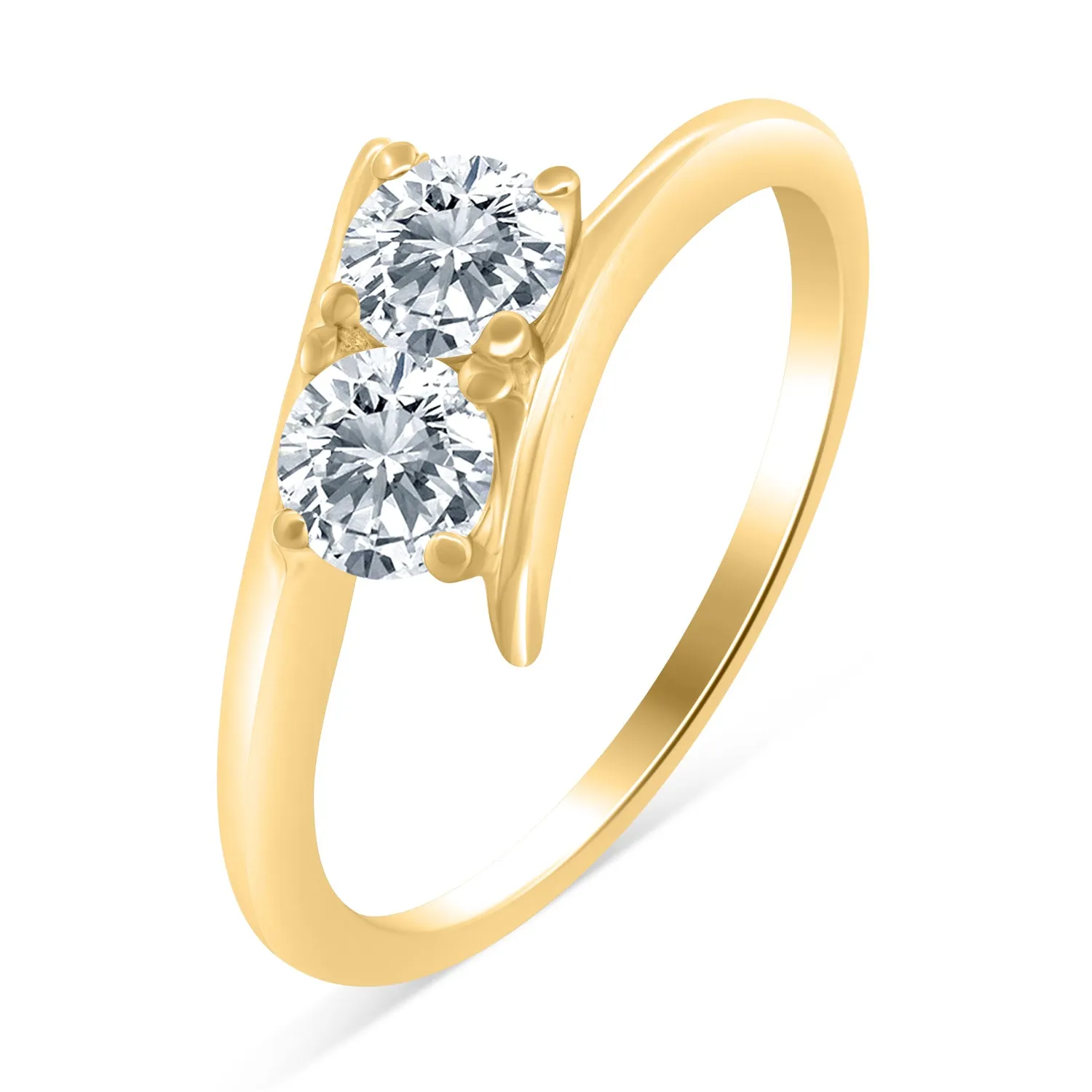 1/2ctw Diamond Two Stone Solitaire Engagement Ring in 10k Yellow Gold (J-K, I2-I3)