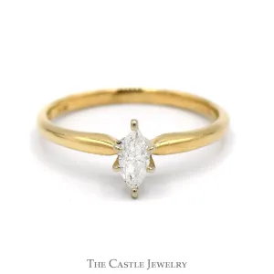 1/4ct Marquise Cut Diamond Solitaire Engagement Ring in 14k Yellow Gold