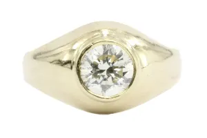 14K Gold 1 Carat Modern Gypsy Set Ring Size 7.5
