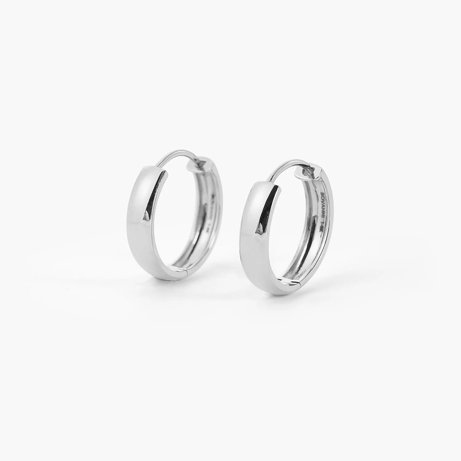 14K Gold 13mm 15mm 18mm Bold Huggie Hinged Hoops Earrings