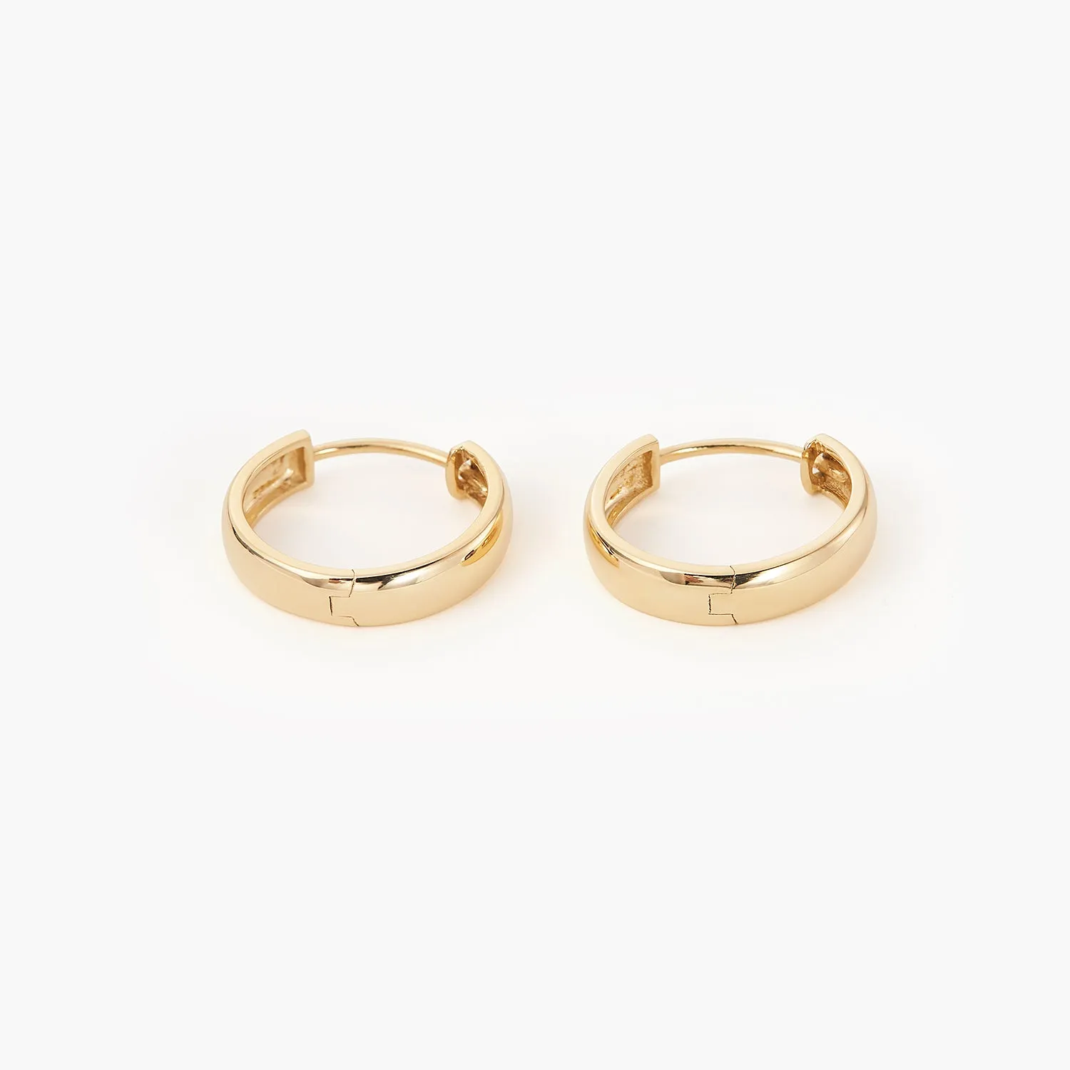 14K Gold 13mm 15mm 18mm Bold Huggie Hinged Hoops Earrings