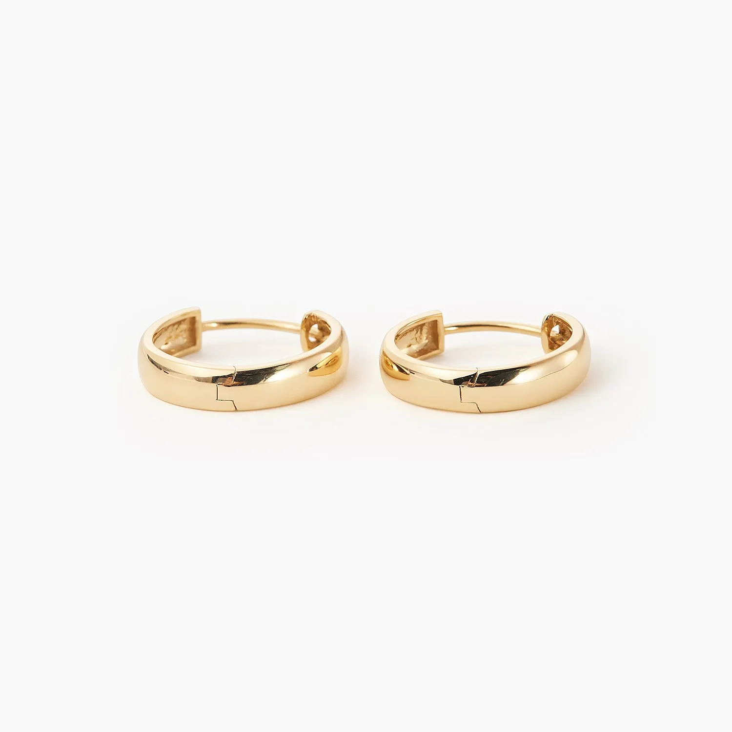 14K Gold 13mm 15mm 18mm Bold Huggie Hinged Hoops Earrings