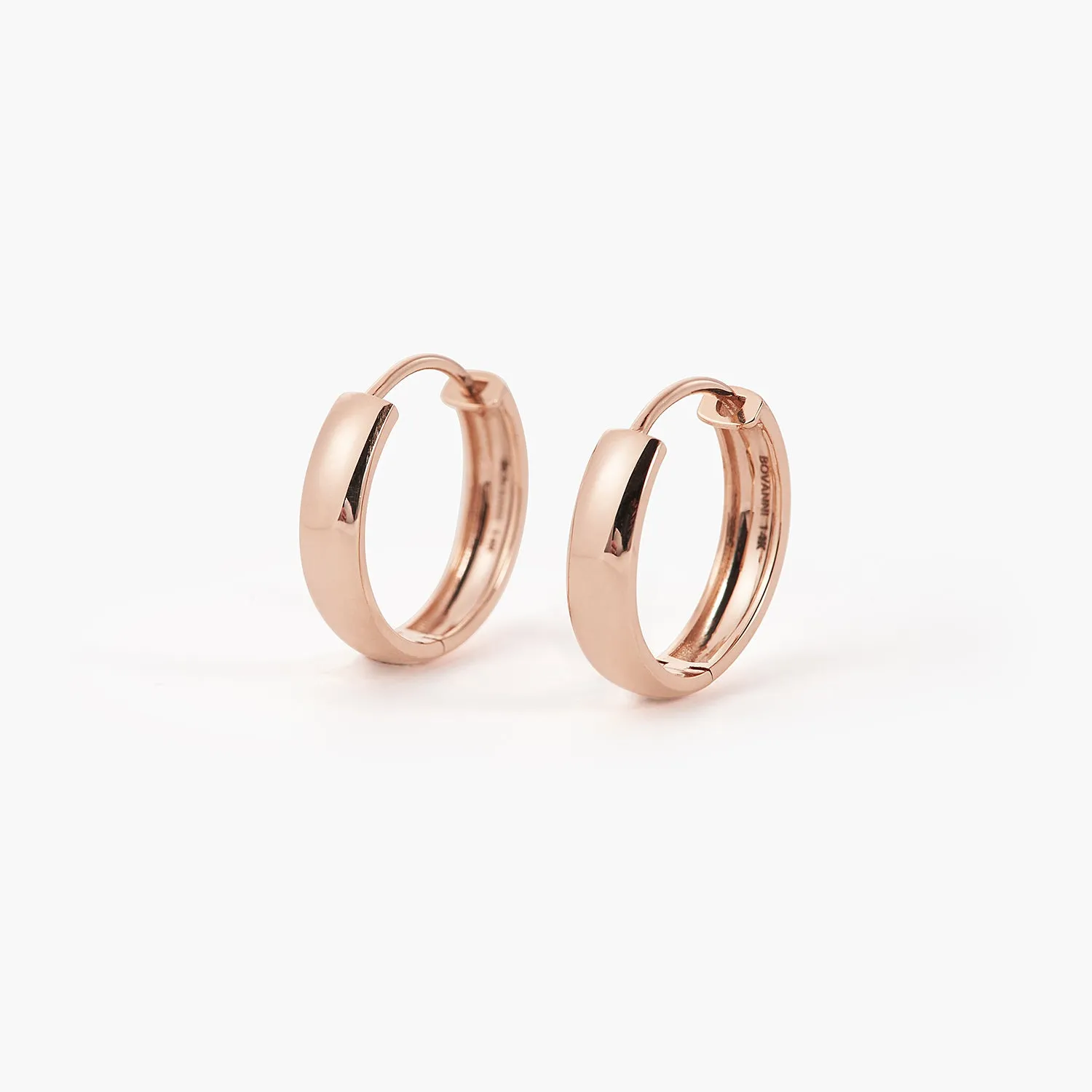 14K Gold 13mm 15mm 18mm Bold Huggie Hinged Hoops Earrings
