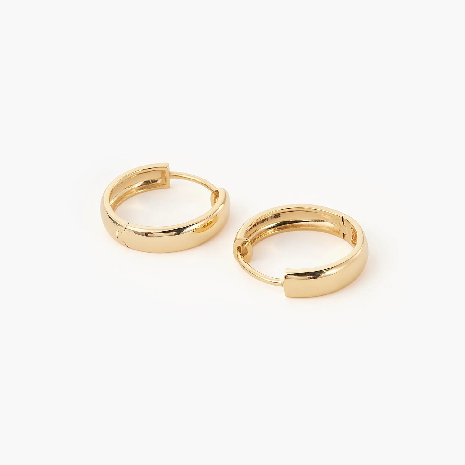 14K Gold 13mm 15mm 18mm Bold Huggie Hinged Hoops Earrings