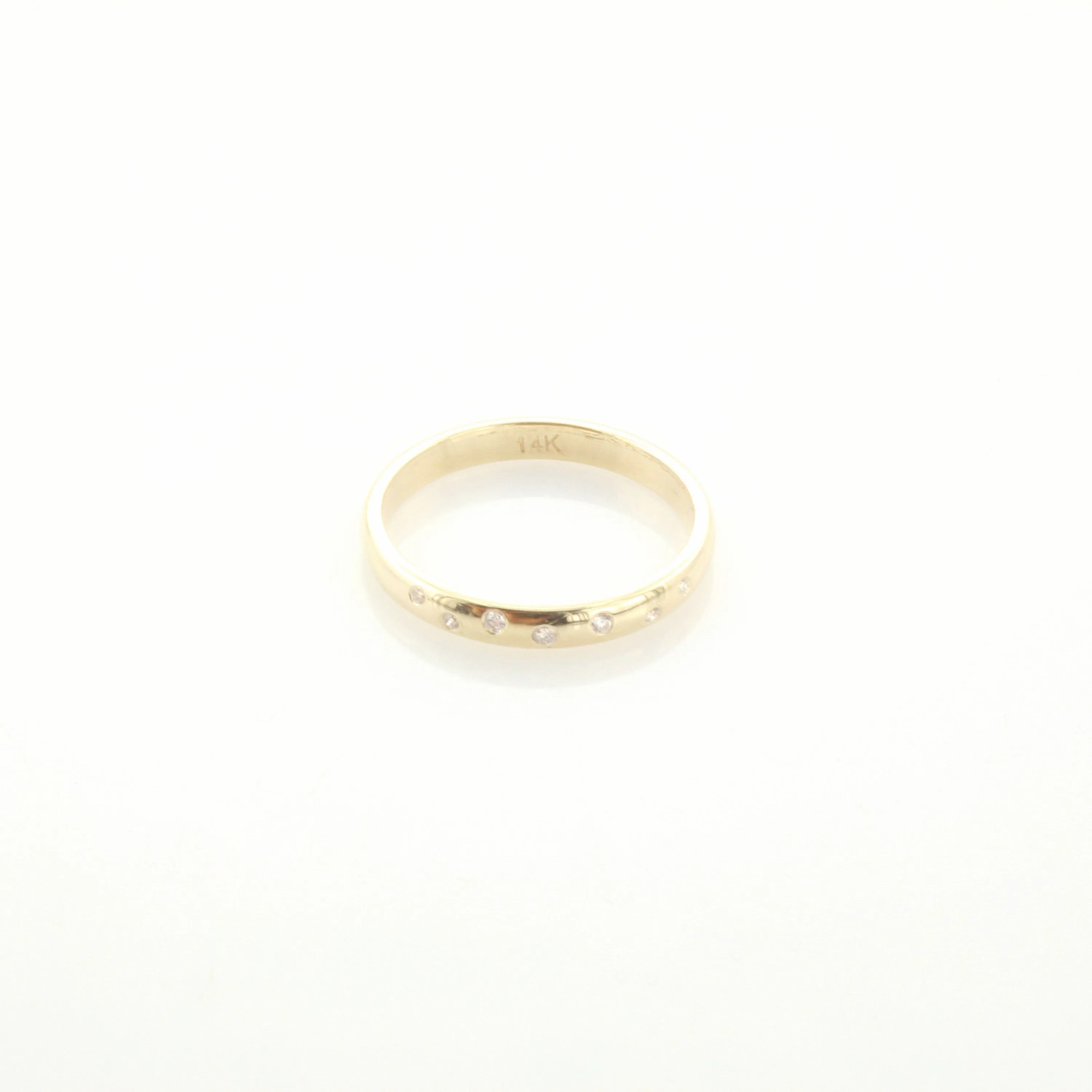 14k Gold Burnished Diamond Band