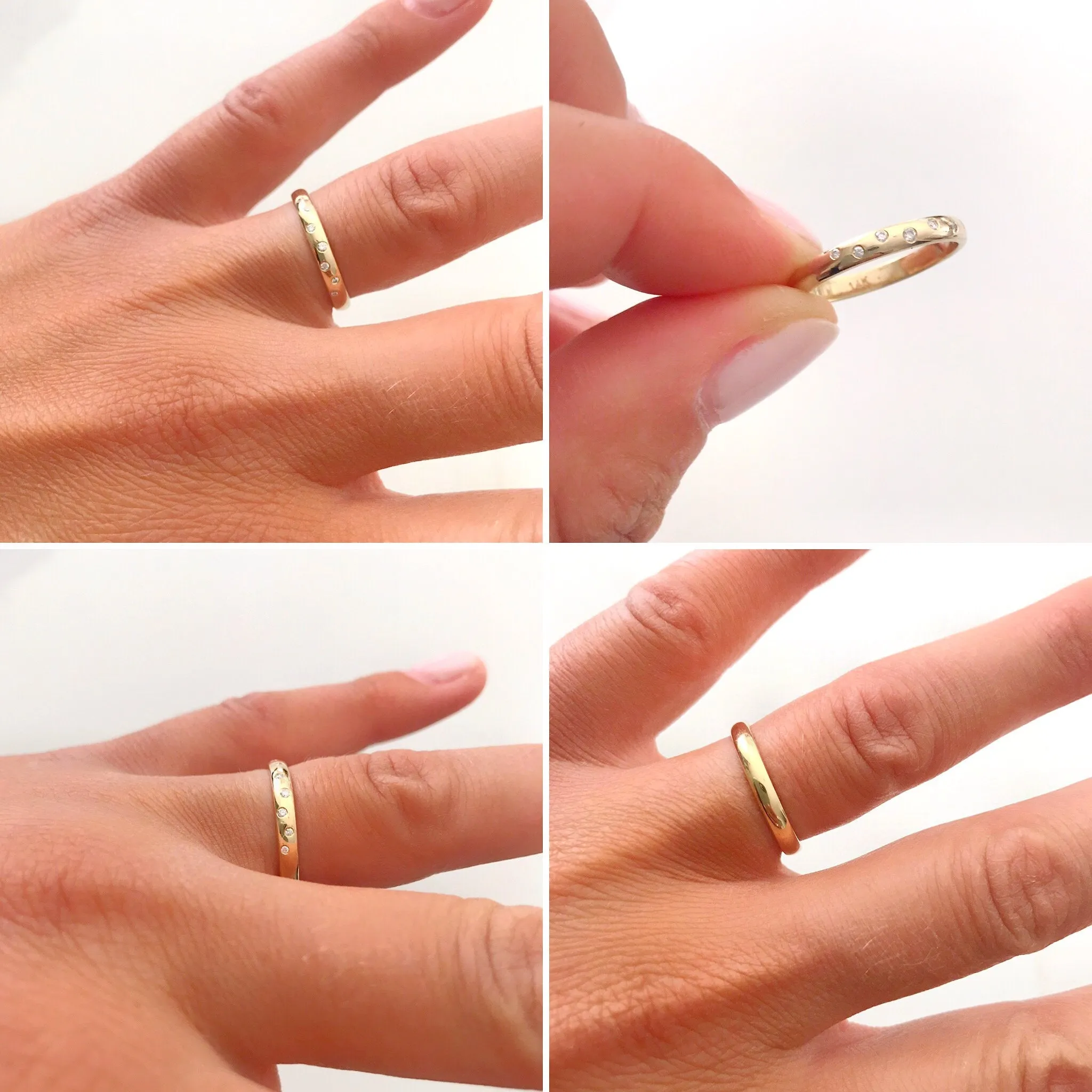 14k Gold Burnished Diamond Band