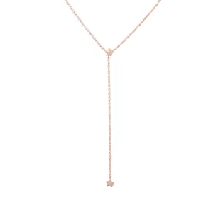 14K Gold Double XS Star Lariat Drop Necklace
