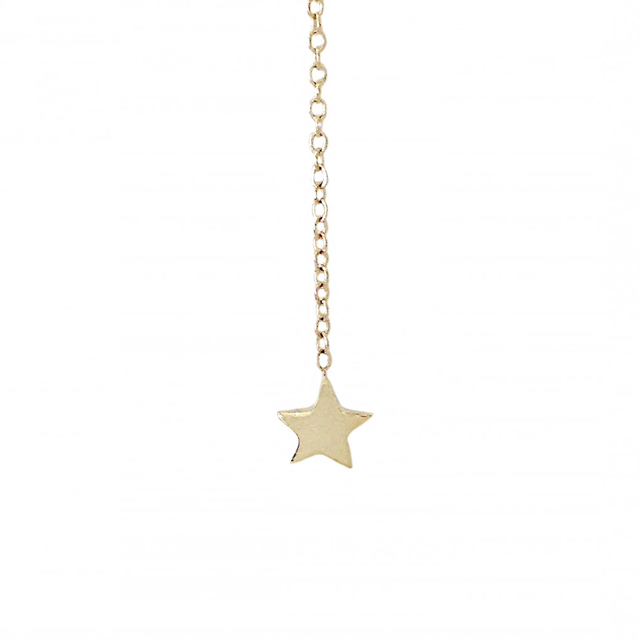 14K Gold Double XS Star Lariat Drop Necklace