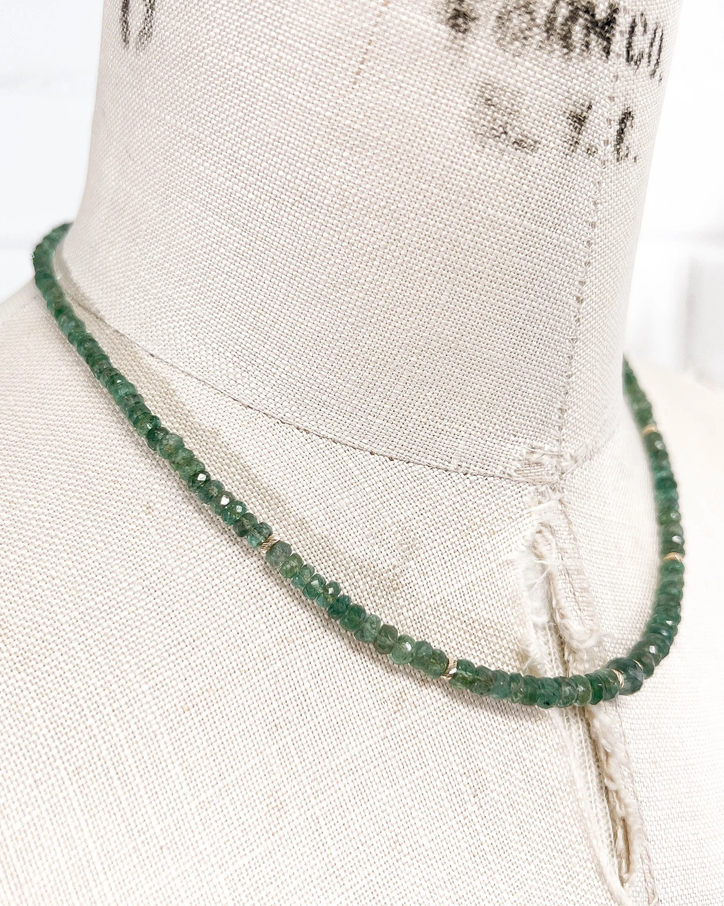 14k Gold Graduated Natural Zambian Emerald Necklace