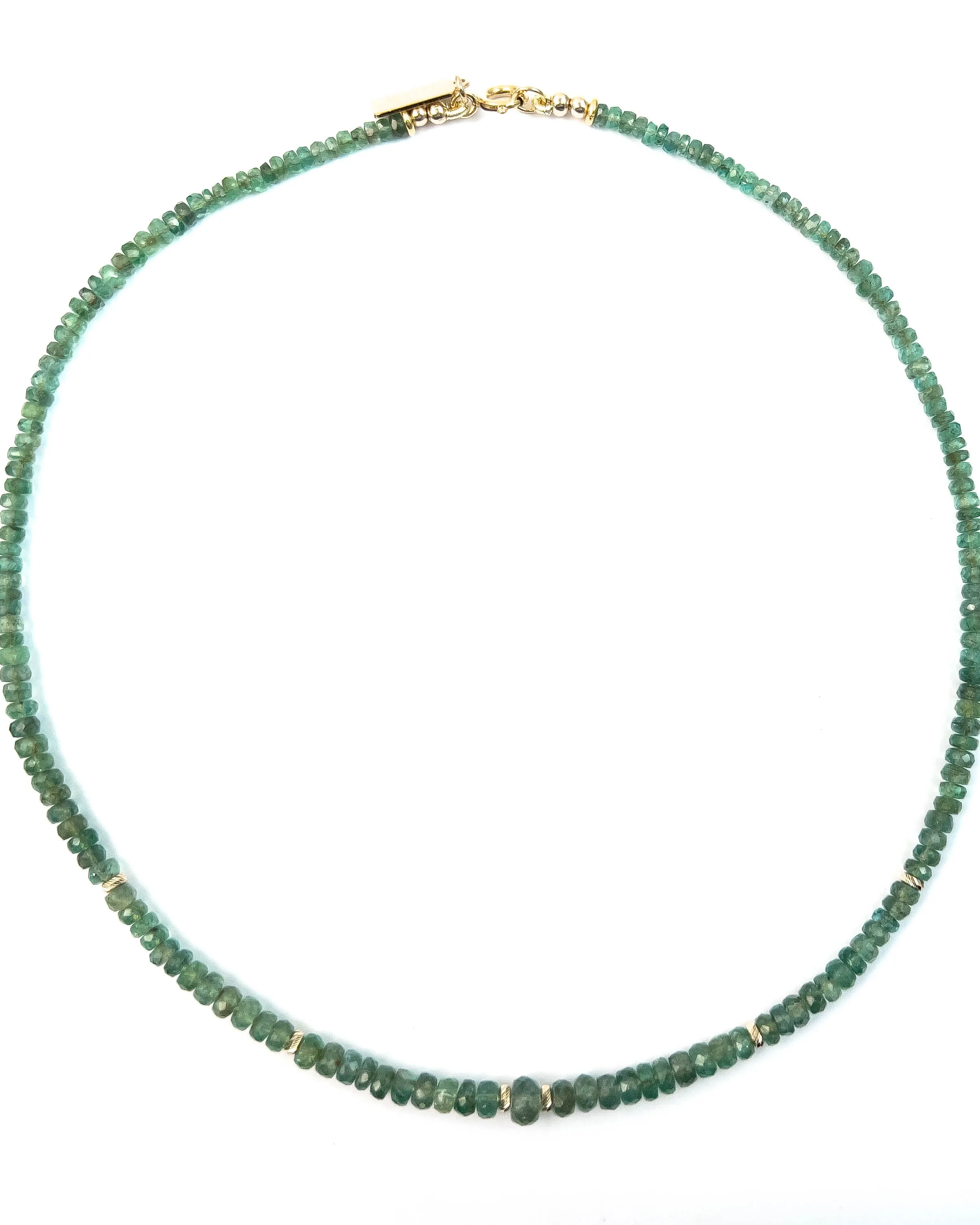 14k Gold Graduated Natural Zambian Emerald Necklace