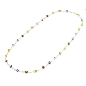 14k Gold Multi Stone By The Yard Necklace (7.25.cts.tw)