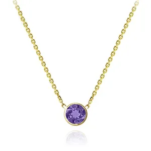 14k Gold Round Deep-Purple Amethyst Solitaire Necklace (1.10.cts.tw)
