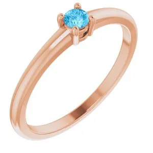 14K Rose Natural Swiss Blue Topaz Ring