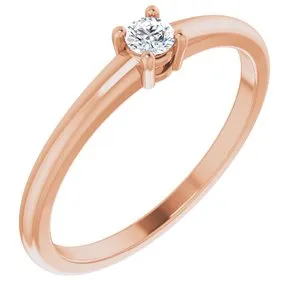14K Rose Natural White Sapphire Ring