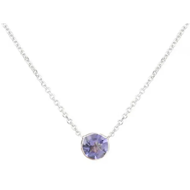 14k Solid Gold Round Iolite Solitaire Necklace (1.10.cts.tw)