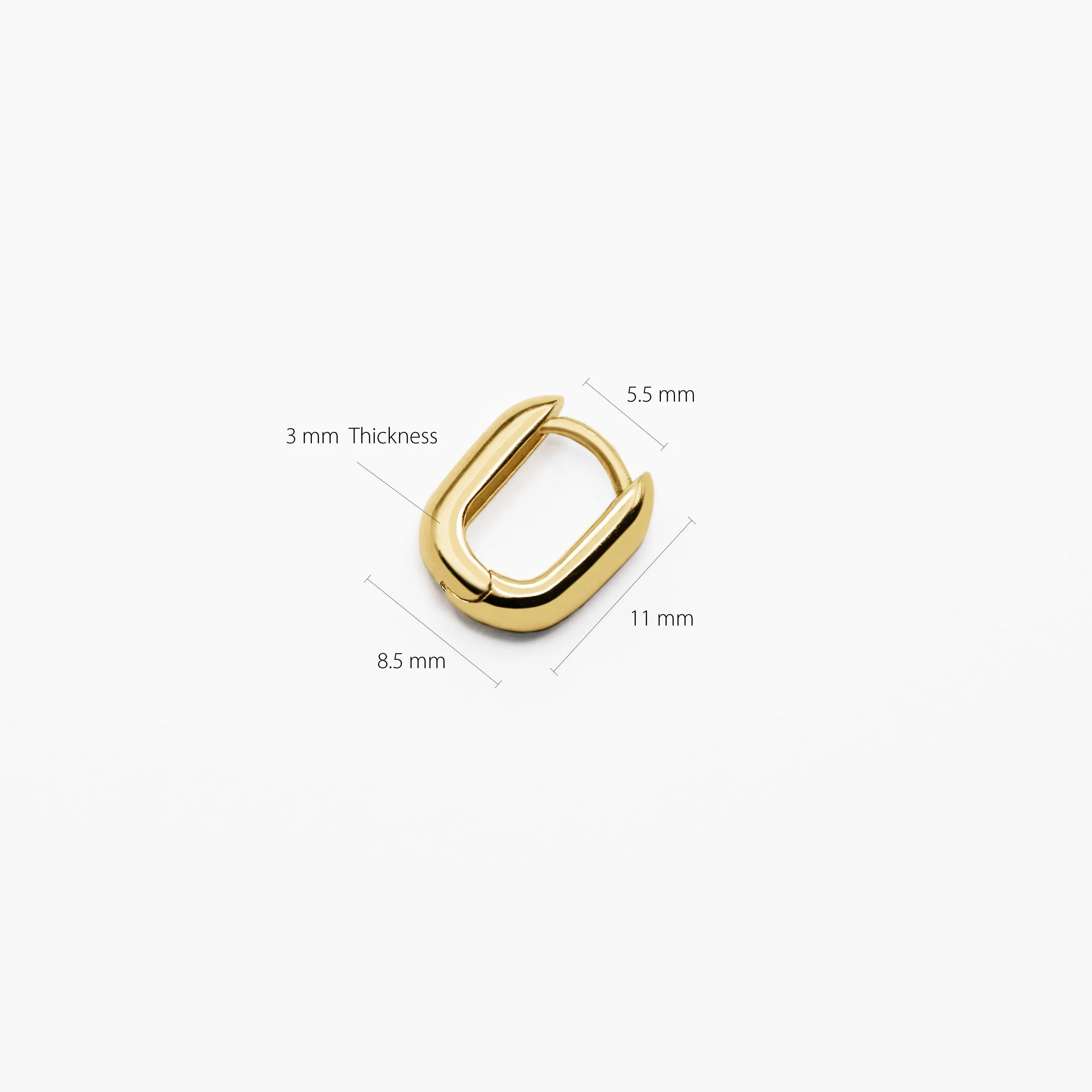 14k Solid Gold Small Bold Oval Hoop Earring
