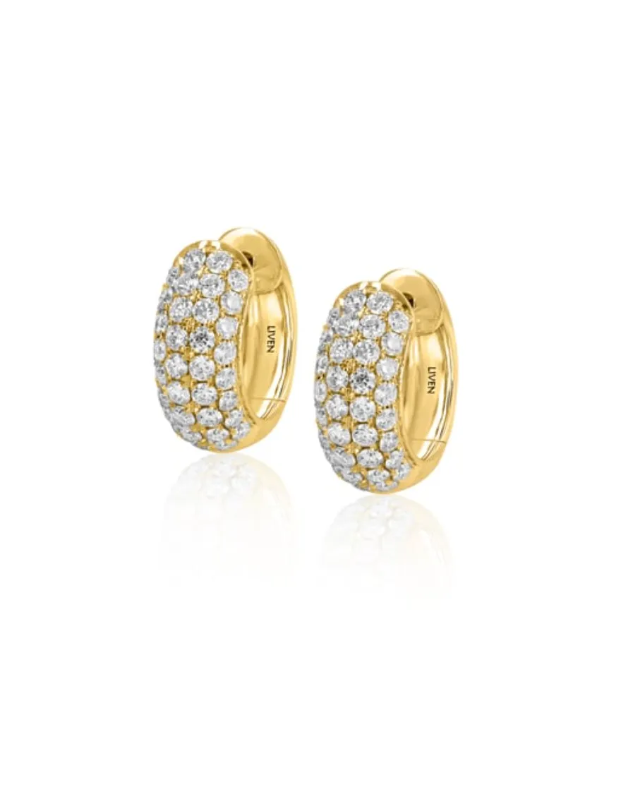 14K Thick Triple Row Rounded Huggies