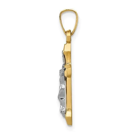 14k Two-tone Gold INRI Hollow Crucifix Pendant