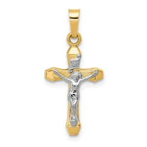 14k Two-tone Gold INRI Hollow Crucifix Pendant